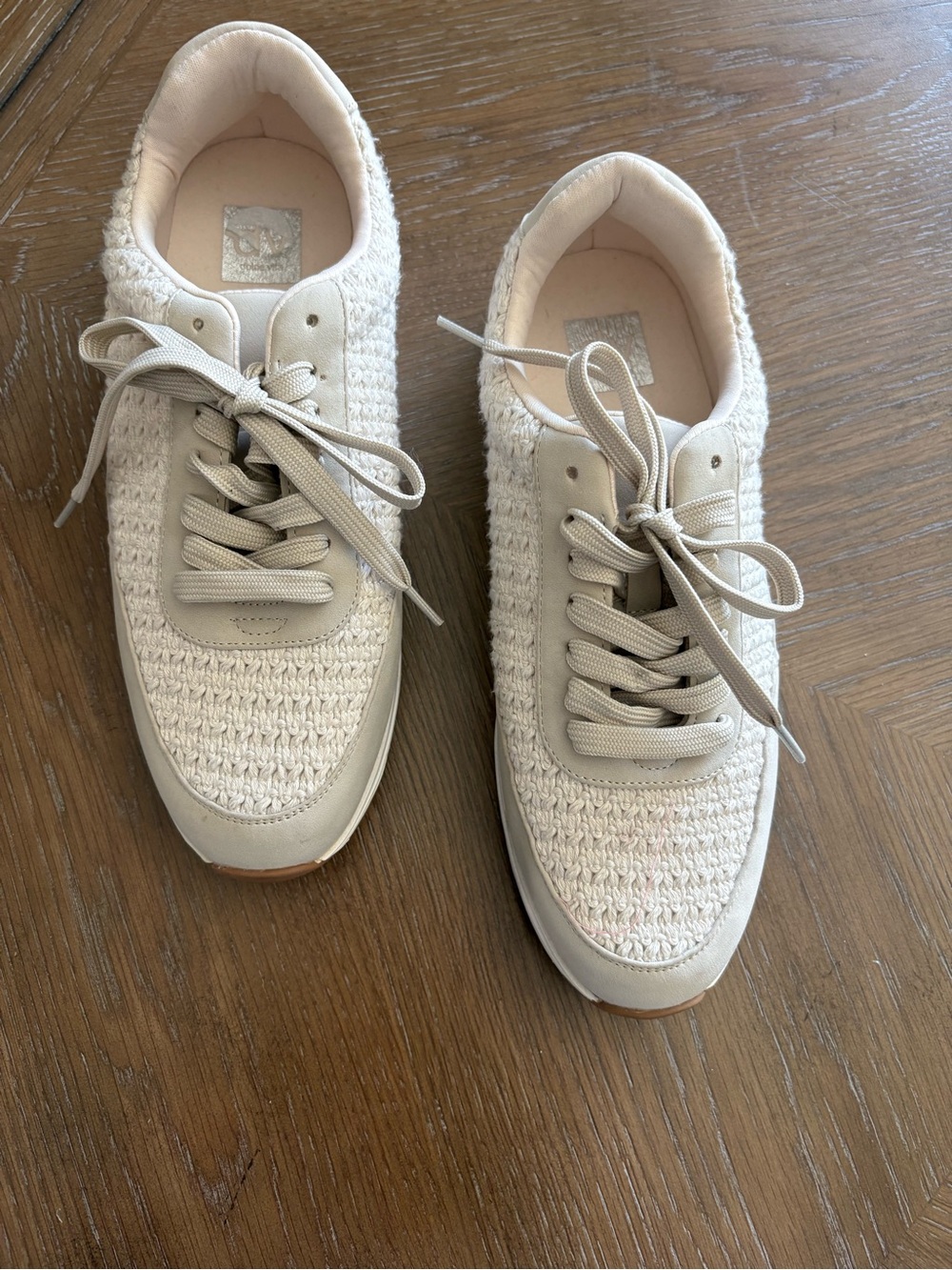 Dolce Vita Cream Knit Lace-Up Sneakers